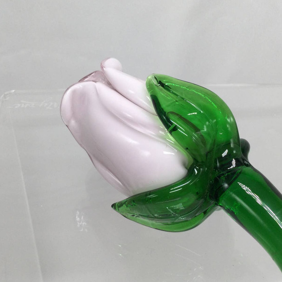 Hand Blown Glass Pink Rose Long Stem 15" - Picture 4 of 9